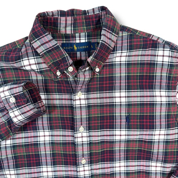 Polo Ralph Lauren Other - Polo Ralph Lauren Button Down Men's Large Red White Plaid Navy Pony Preppy